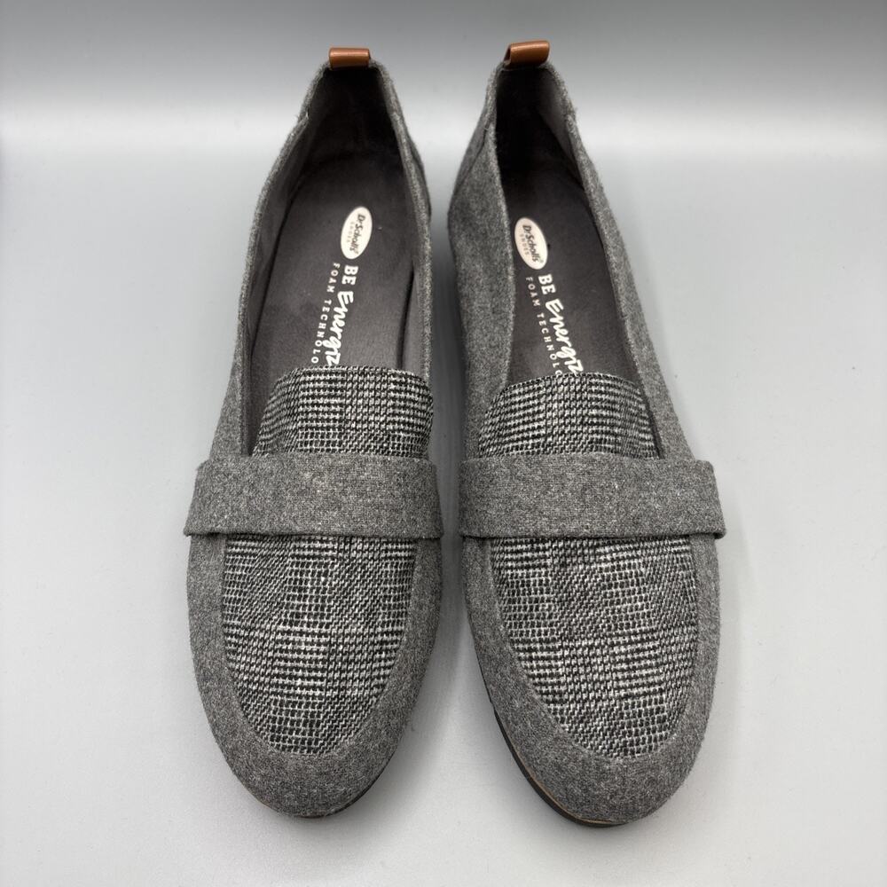 Dr Scholls Be Energized Webster Loafers Size 11 Gray Wool Tweed Academia Comfort